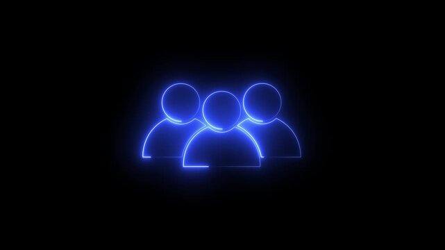Neon line Team work, partnership, group, group of people, organization, partnership concept man icon. User neon line icon 4k video animation on the black background.