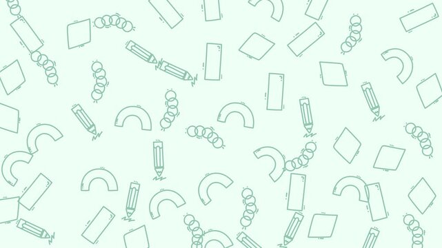 Abstract seamless pattern with hand drawn geometric shapes and line art elements.