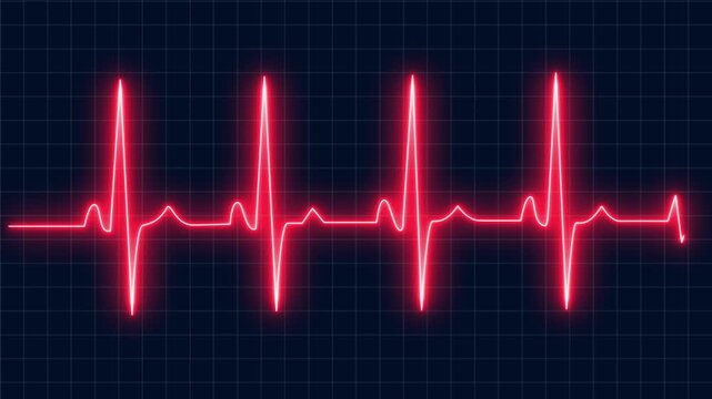 Sky Red color EKG heart line monitor. Emergency EKG monitoring. pulse line. ECG heartbeat monitor. Motion graphics of Electrocardiogram Medical. 4K video