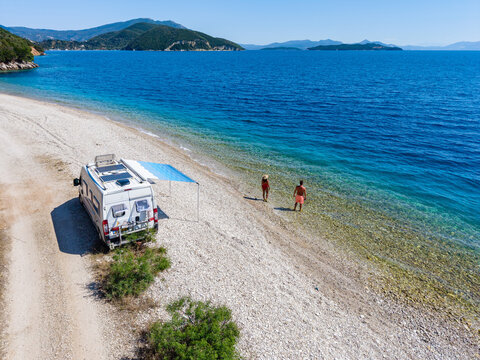 Explore the serene beauty of Kamari Beach in Lefkada, Greece