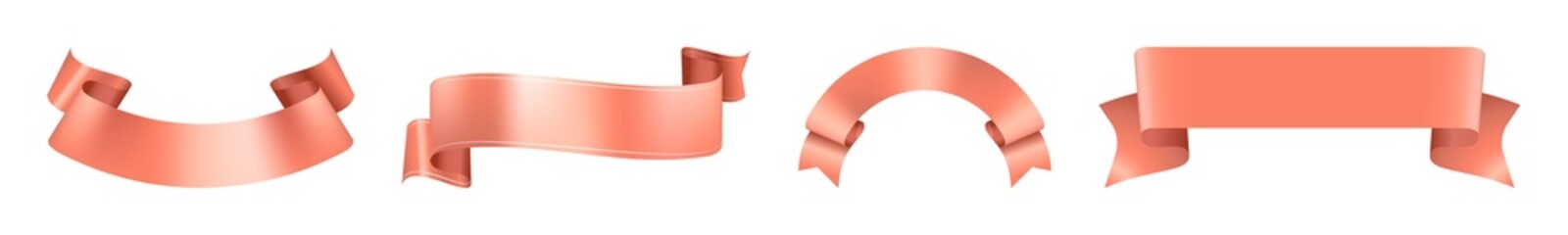 Obraz premium Elegant coral ribbon banner collection
