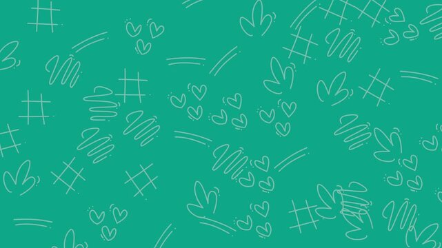 Abstract background with hand drawn doodle elements on a teal green surface.