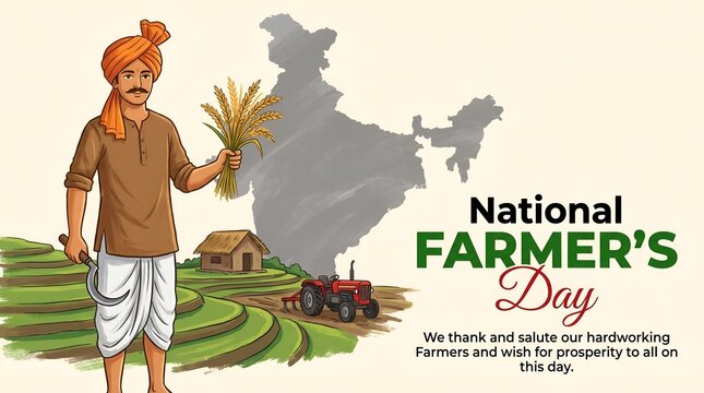 Illustration of Happy Farmers Day creative Concept