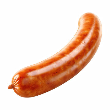 Single Grilled Sausage Isolated on Transparent Background
