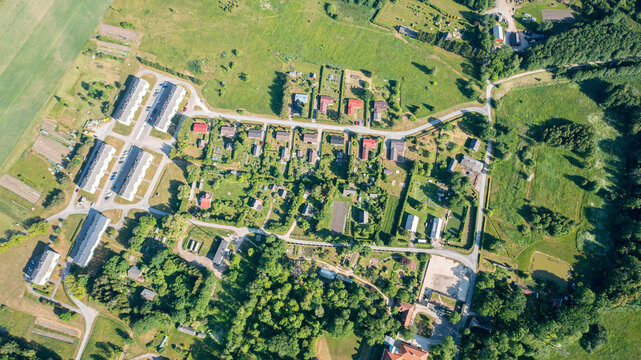 Aerial photo from a drone to Suuremoisa baroque manor ensemble in Estonia.  Hiiumaa, Estonia, baltic.