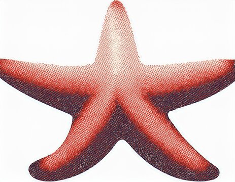 halftone dotted starfish in retro grunge style with white background