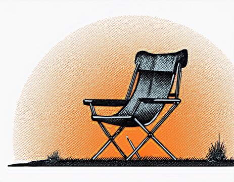 halftone dotted retro grunge camping chair design for outdoor enthusiasts