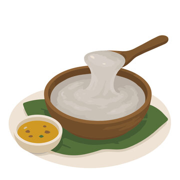 Indonesian papeda sago porridge dish vector illustration