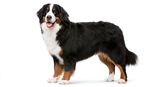 Bernese Mountain Dog Isolated on White Background