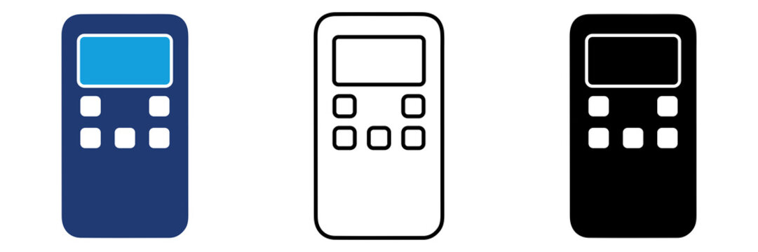 Multicolor Calculator Icon Set with Filled and Outline Styles for Mathematics Accounting Finance Business Calculation and Educational Tools Isolated on Transparent Background