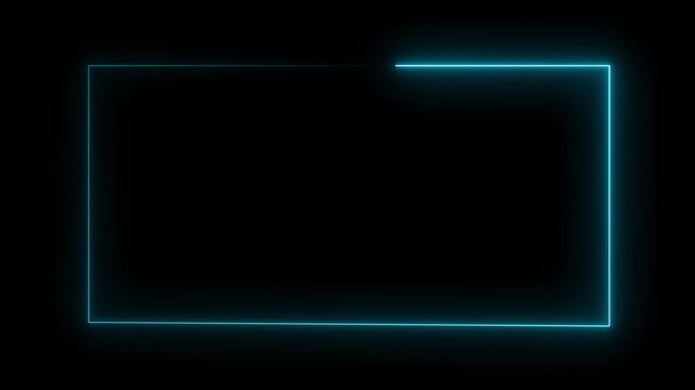 Abstract glowing neon rectangle border frame line animation 4k