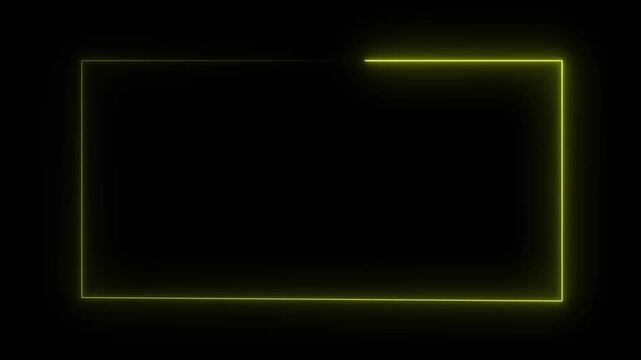 Abstract glowing neon rectangle border frame line animation video