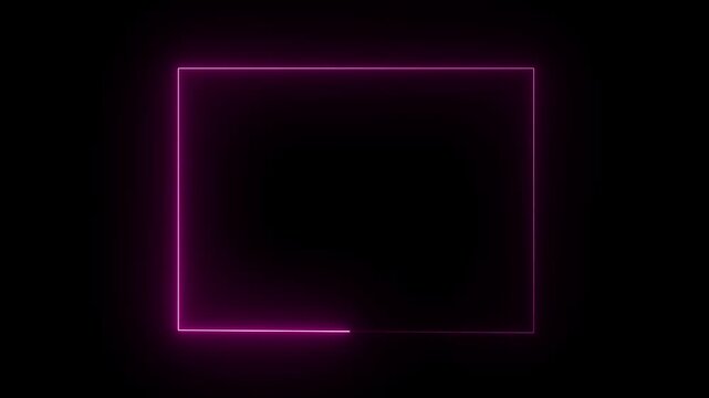 Red colour abstract glowing neon rectangle border frame picture, gallery line 4k animation video.