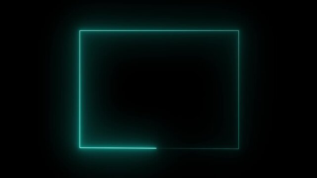 Abstract glowing neon rectangle border frame picture, gallery line 4k animation.