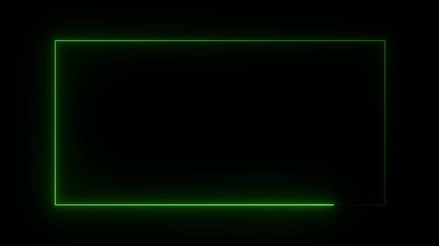 Abstract neon glowing line frame, animated moving led light screen box projection 3d rendering, 