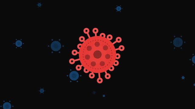 Virus Animation Flat Vector Illustration of Coronavirus COVID-19 Pathogen Cells for Healthcare and Medical Science Background