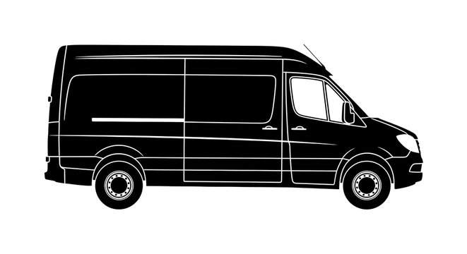 Delivery Cargo Van Vehicle Vector Silhouette