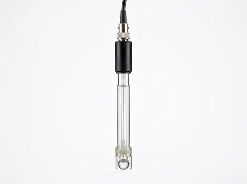 laboratory glass ph meter electrode probe scientific instrument isolated on transparent background