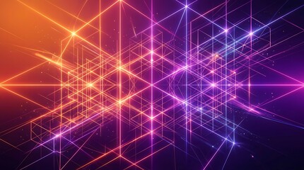 Fototapeta premium Abstract network of glowing lines and points futuristic technology background with vibrant colors