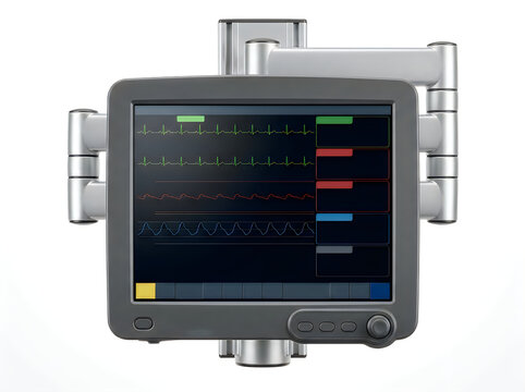 medical patient monitor vital signs diagnostic screen device isolated on transparent background
