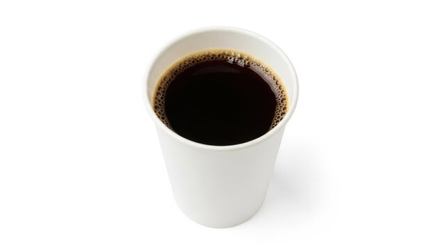 Freshly brewed coffee in disposable cup