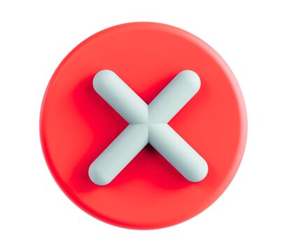 red button with cross on white background 