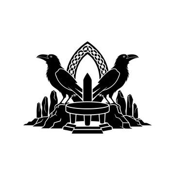 Morrigan Raven Shrine Silhouette Celtic Mythology