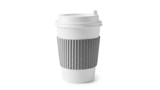 Disposable coffee cup with lid and sleeve