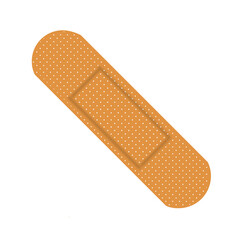 Orange adhesive bandage plaster isolated on transparent background, featuring a perforated breathable surface and rectangular absorbent pad for first aid and wound care.