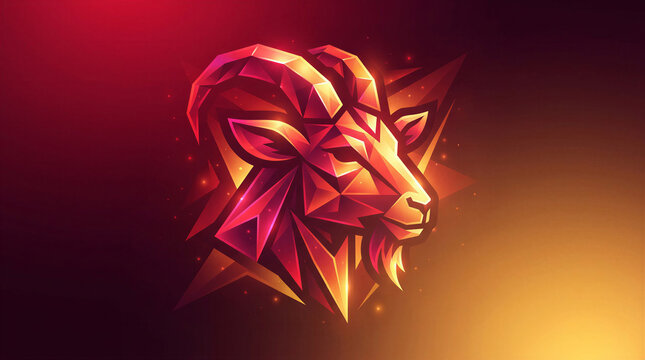 Geometric ram logo design with vibrant colors and dynamic shapes  