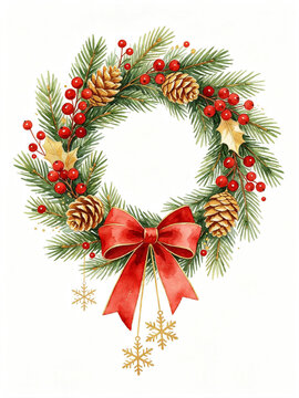 christmas wreath water color