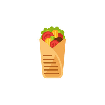 Grilled tortilla wrap sandwich with fresh vegetables vector