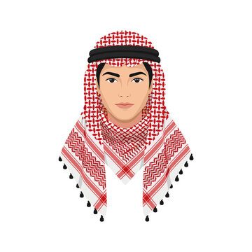 Portrait of an arab man wearing a traditional shemagh headdress
