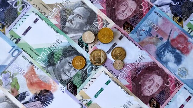 Peruvian paper currency cash sol for payments and settlements. Peruvian cash