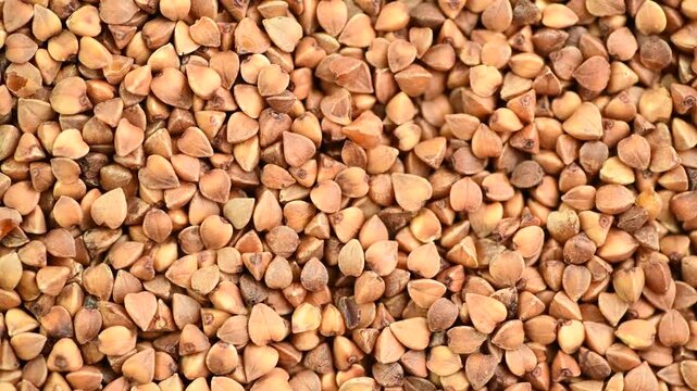 Roasted buckwheat groats close-up , top view