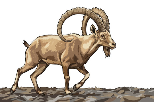 Mountain goat ibex buck vector illustration