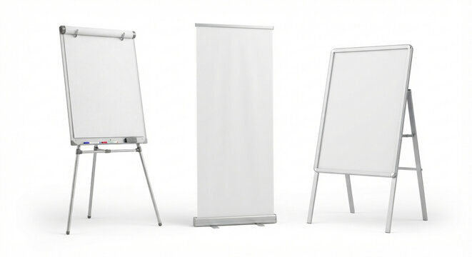 White blank presentation flipchart roll up and display stand
