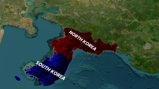 North Korea and South Korea Map Animation &ndash; Korean Peninsula Border