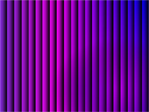 Abstract purple gradient background with vertical stripes, neon violet and blue geometric pattern, modern 3D ribbed texture vector