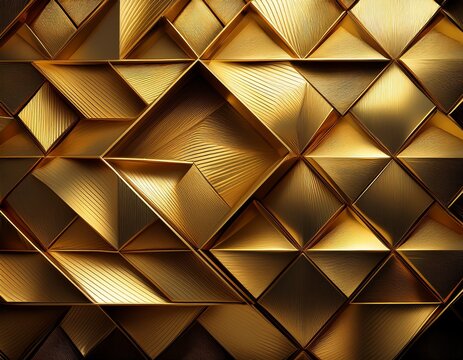 abstract gold triangle shapes and luxury pattern background