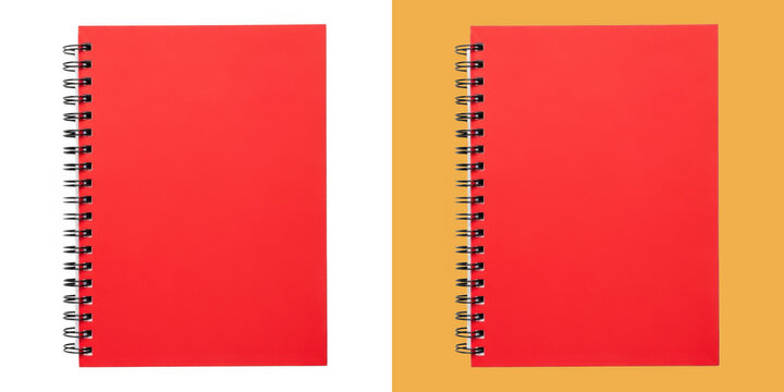 Red spiral notebook with black wire binding