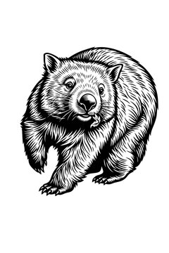 Black and White wombat vector illustration logo