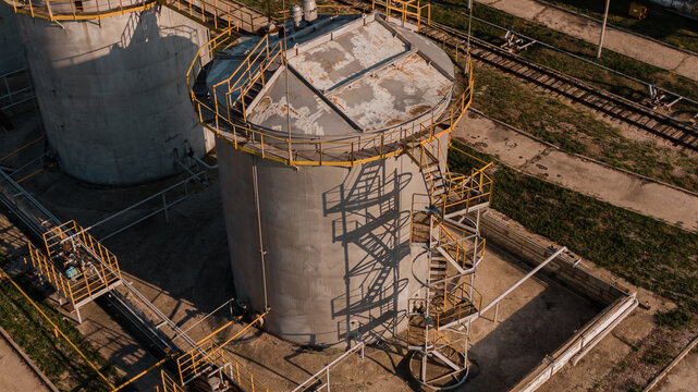 Industrial Storage Tank with Spiral Staircase