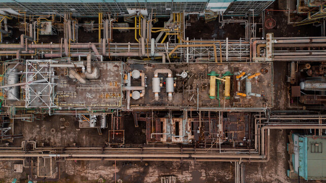 Overhead View of Industrial Processing Equipment