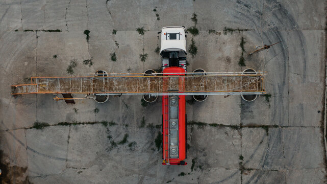 Top View of Tanker at Gas Loading Station

