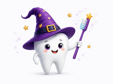 Cute Witch Tooth Holding Toothbrush for Halloween Dental Care