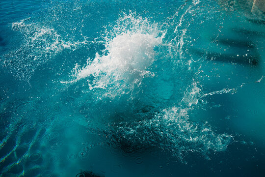 Water Splash in Outdoor Swimming Pool