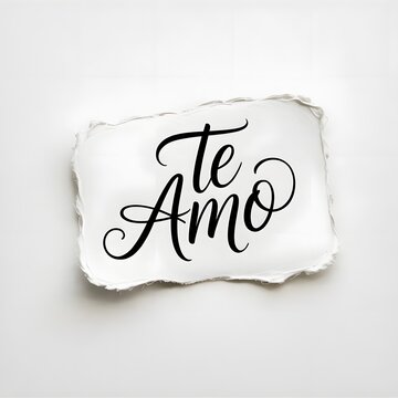 Handwritten Te Amo love message on white distressed paper tag for romantic gifts and crafts spanish phrase for Love you  Eu te amo mucho for , Feliz dia del Amor, dia de san valentin, 
