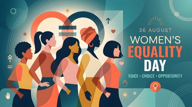 Diverse group of women silhouettes with abstract shapes vector illustration