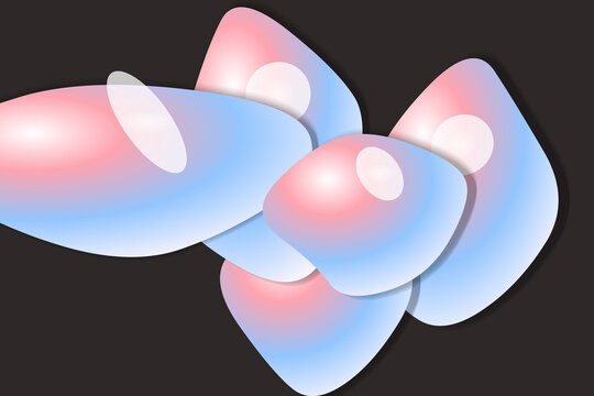 Abstract digital composition featuring overlapping pastel blue and pink rounded shapes against a dark background abstract overlapping gradient background illustration creative artistic